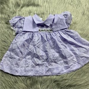 Vintage Baby Girls Mini World Purple White Polka Dot Dress